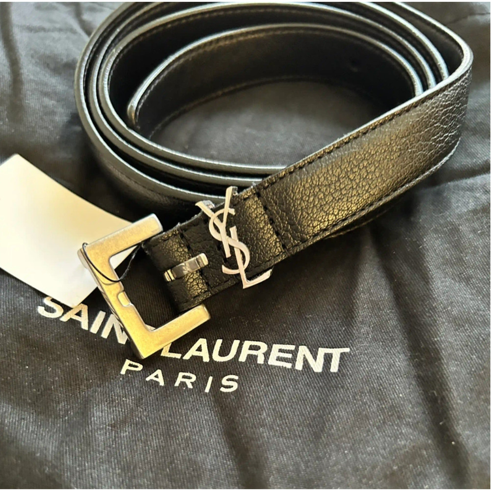 Yves Saint Laurent (size 100) YSL Logo thin Leather Belt Cassandre size 100